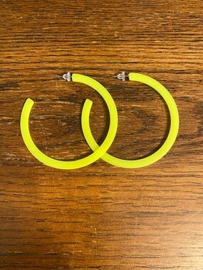 Neon Yellow Hoop Earrings